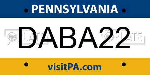DABA22 Pennsylvania License Plate
