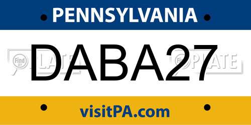 DABA27 Pennsylvania License Plate