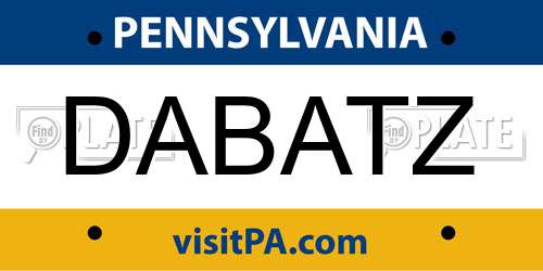DABATZ Pennsylvania License Plate