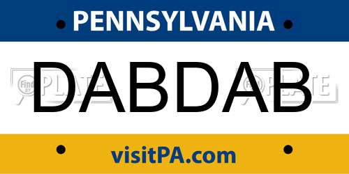 DABDAB Pennsylvania License Plate
