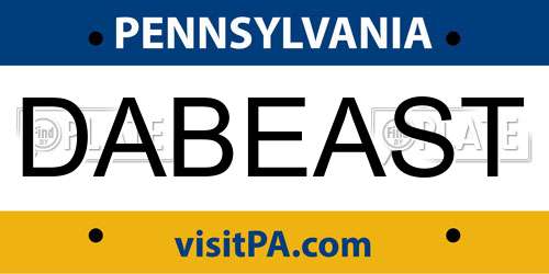 DABEAST Pennsylvania License Plate