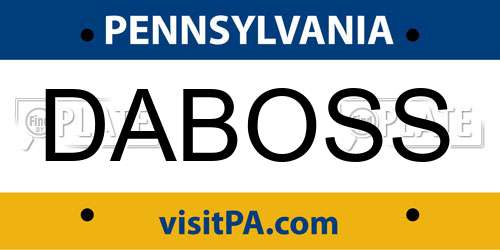 DABOSS Pennsylvania License Plate