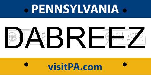 DABREEZ Pennsylvania License Plate