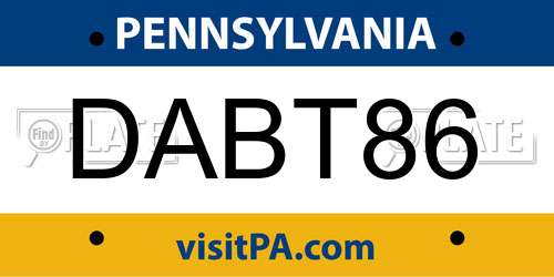 DABT86 Pennsylvania License Plate