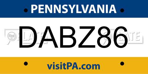 DABZ86 Pennsylvania License Plate