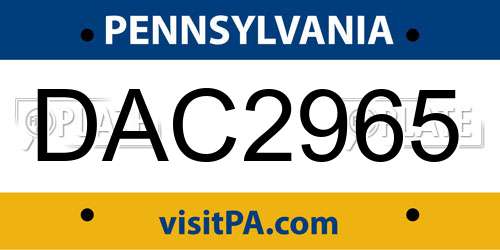DAC2965 Pennsylvania License Plate