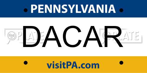 DACAR Pennsylvania License Plate