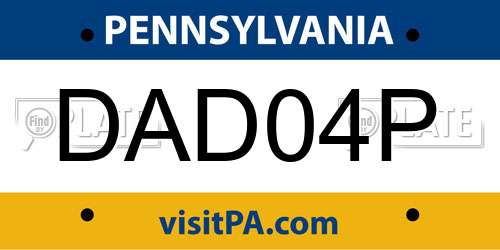 DAD04P Pennsylvania License Plate