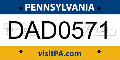 DAD0571 Pennsylvania License Plate