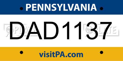 DAD1137 Pennsylvania License Plate