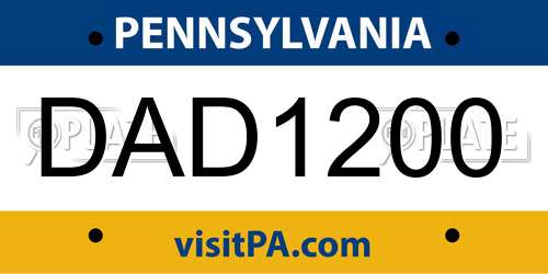 DAD1200 Pennsylvania License Plate