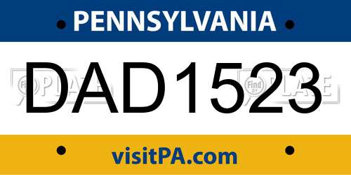 DAD1523 Pennsylvania License Plate