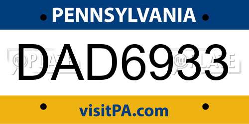 DAD6933 Pennsylvania License Plate