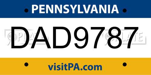 DAD9787 Pennsylvania License Plate