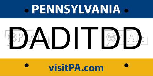DADITDD Pennsylvania License Plate