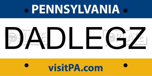 DADLEGZ Pennsylvania License Plate
