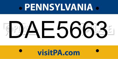 DAE5663 Pennsylvania License Plate
