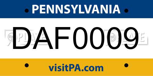 DAF0009 Pennsylvania License Plate