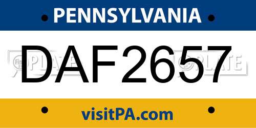 DAF2657 Pennsylvania License Plate