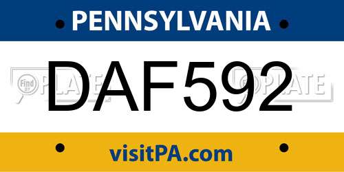 DAF592 Pennsylvania License Plate