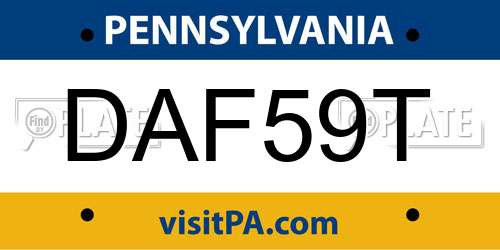 DAF59T Pennsylvania License Plate