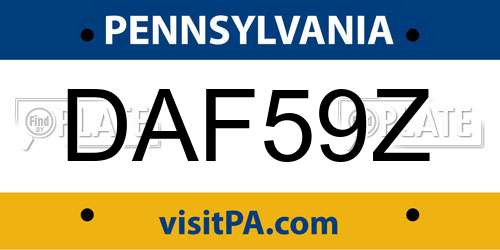 DAF59Z Pennsylvania License Plate