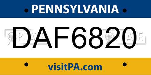 DAF6820 Pennsylvania License Plate