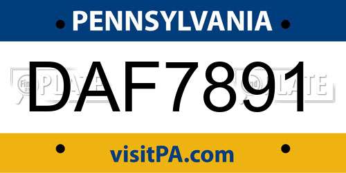 DAF7891 Pennsylvania License Plate