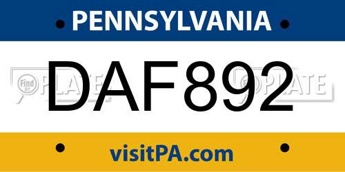 DAF892 Pennsylvania License Plate
