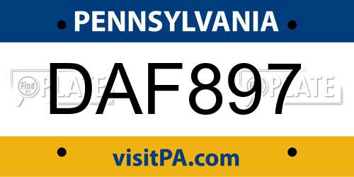 DAF897 Pennsylvania License Plate