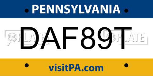 DAF89T Pennsylvania License Plate