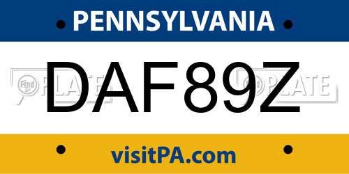 DAF89Z Pennsylvania License Plate