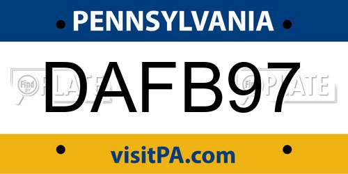 DAFB97 Pennsylvania License Plate