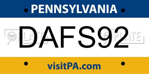 DAFS92 Pennsylvania License Plate
