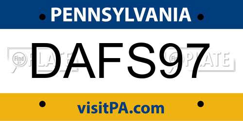 DAFS97 Pennsylvania License Plate