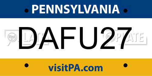 DAFU27 Pennsylvania License Plate