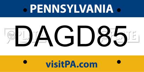 DAGD85 Pennsylvania License Plate