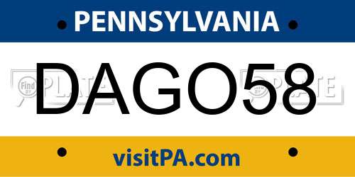 DAGO58 Pennsylvania License Plate