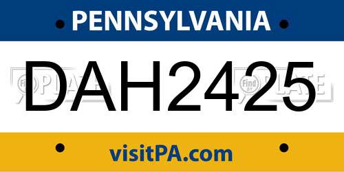 DAH2425 Pennsylvania License Plate
