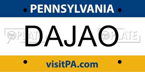 DAJAO Pennsylvania License Plate