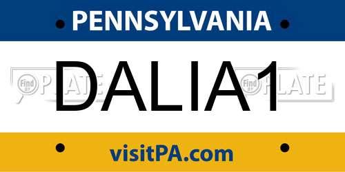 DALIA1 Pennsylvania License Plate