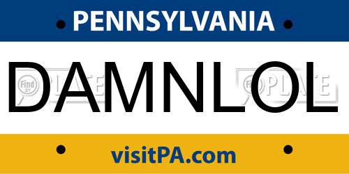 DAMNLOL Pennsylvania License Plate