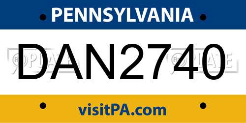 DAN2740 Pennsylvania License Plate