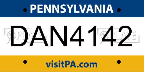 DAN4142 Pennsylvania License Plate