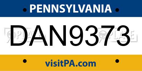 DAN9373 Pennsylvania License Plate