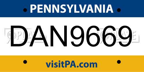 DAN9669 Pennsylvania License Plate