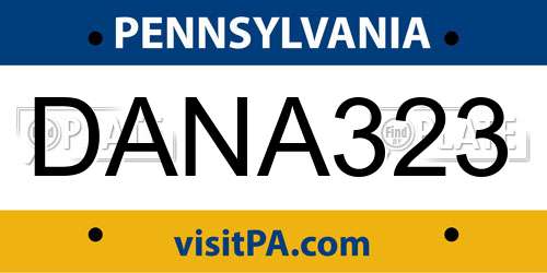 DANA323 Pennsylvania License Plate