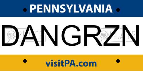 DANGRZN Pennsylvania License Plate