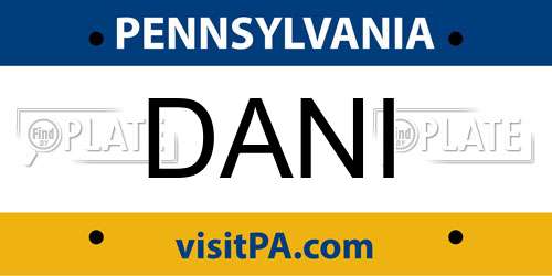 DANI Pennsylvania License Plate
