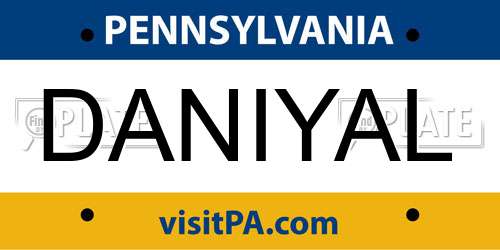 DANIYAL Pennsylvania License Plate